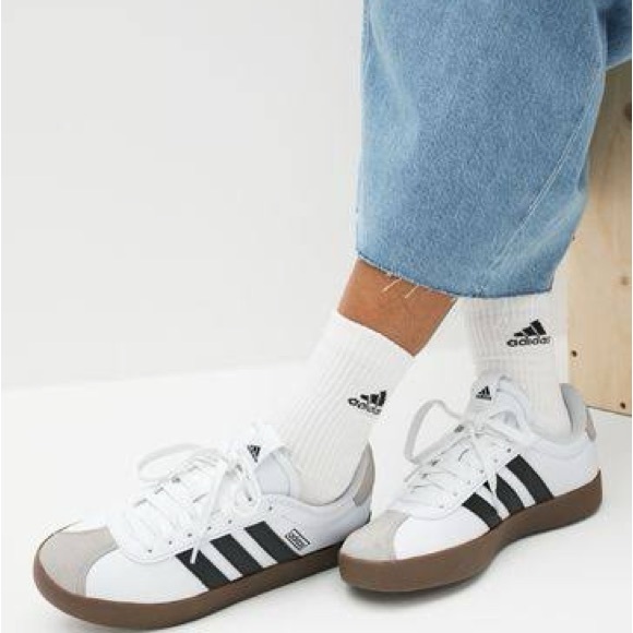 adidas Shoes - ADIDAS - VL Court 3.0 Leather/Suede White & Black Low-Top Sneakers